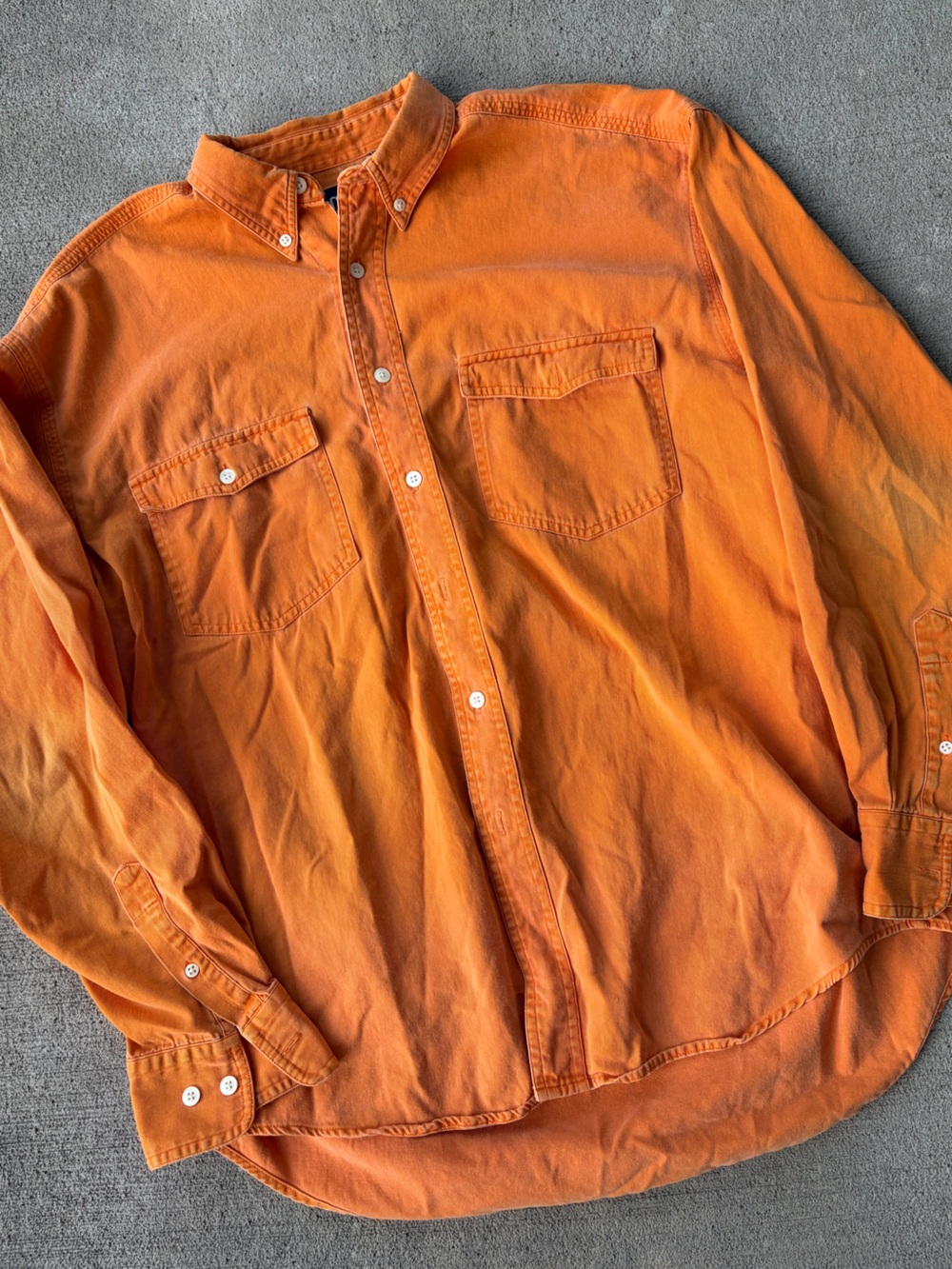 Vintage 90s gap cotton tangerine orange button down long sleeve shirt top
